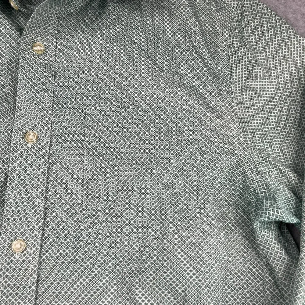 Banana Republic Non Iron Slim Shirt Green Diamond Print Button Up Long Sleeve L